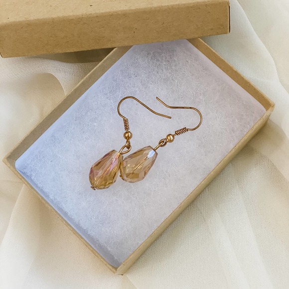 VTG Champagne Iridescent Drop Earrings - Picture 4 of 6